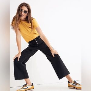 Madewell Wide Leg Crop Jeans in Lunar Wash Button Fly